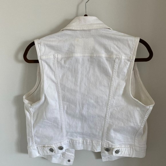 LEVI STRAUSS WOMEN WHITE DENIM VEST COTTON SIZE L - Picture 2 of 6